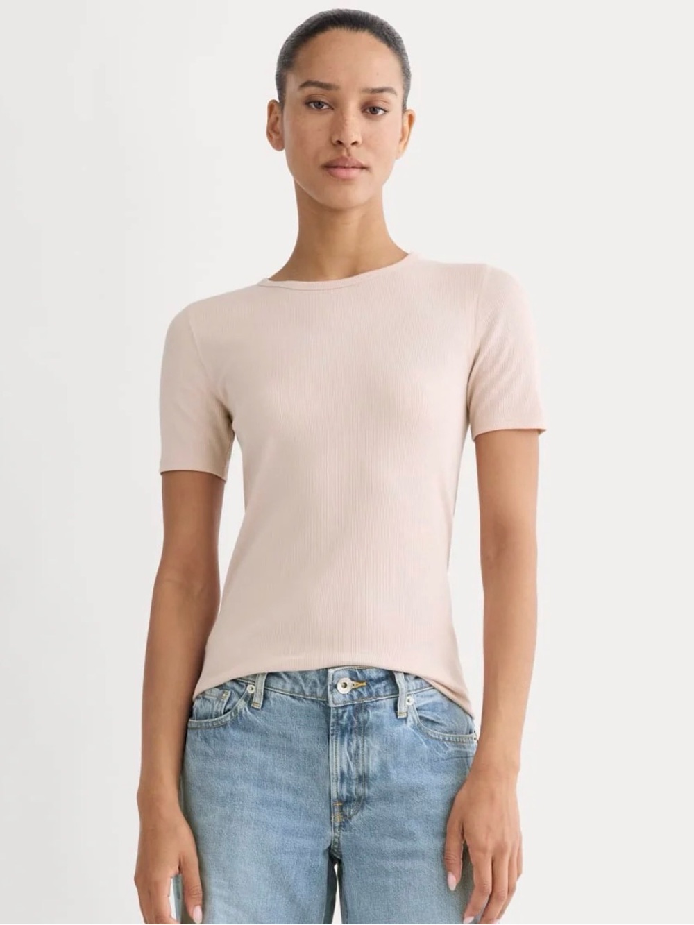 New Everlane The Luxe Rib Crew in Soft Rose Size L